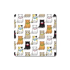 Cat-kitten-seamless-pattern Square Magnet by Jancukart