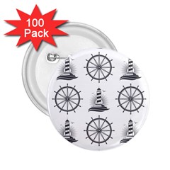 Marine-nautical-seamless-pattern-with-vintage-lighthouse-wheel 2 25  Buttons (100 Pack)  by Jancukart