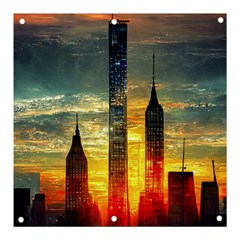 New York City Sunset Dusk Twilight Banner And Sign 3  X 3  by Wegoenart