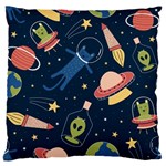 Seamless Pattern With Funny Alien Cat Galaxy Large Flano Cushion Case (One Side) Front