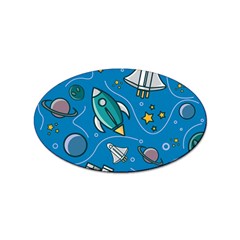 Rocket Ship Space Seamless Pattern Sticker (oval) by Wegoenart