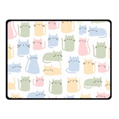 Cute-cat-colorful-cartoon-doodle-seamless-pattern Double Sided Fleece Blanket (small)  by Wegoenart