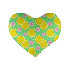 Green Lemons Standard 16  Premium Heart Shape Cushions by ConteMonfrey