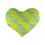 Green lemons Standard 16  Premium Heart Shape Cushions Back