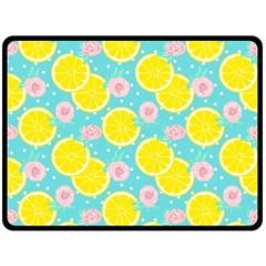 Blue Neon Lemons Double Sided Fleece Blanket (large)  by ConteMonfrey