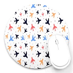 Sky Birds - Airplanes Round Mousepad by ConteMonfrey