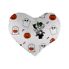 Halloween Jack O Lantern Vector Standard 16  Premium Flano Heart Shape Cushions by Ravend