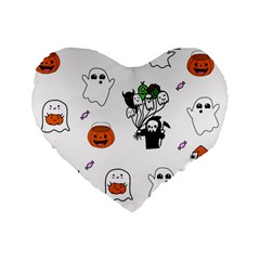 Halloween Jack O Lantern Vector Standard 16  Premium Heart Shape Cushions by Ravend