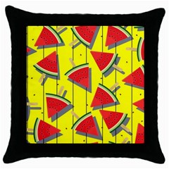 Yellow Watermelon Popsicle  Throw Pillow Case (black) by ConteMonfrey