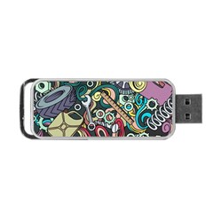 Cartoon-cute-doodles-hand-drawn-auto-service-seamless-pattern Portable Usb Flash (one Side) by Wegoenart