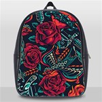 Vintage Flash Tattoos Designs Seamless Pattern School Bag (XL) Front