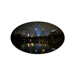 New York Night Central Park Skyscrapers Skyline Sticker (oval) by Wegoenart