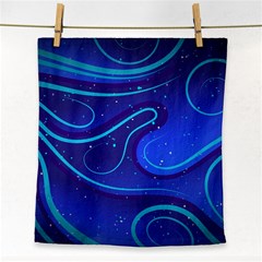 Wavy Abstract Blue Face Towel by Ravend