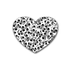 Eyes Drawing Motif Random Pattern Rubber Coaster (heart) by dflcprintsclothing