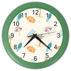 Cool Summer Pattern - Beach Time!   Color Wall Clock by ConteMonfrey