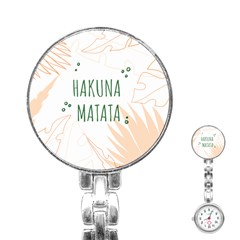 Hakuna Matata Tropical Leaves With Inspirational Quote Stainless Steel Nurses Watch by Jancukart