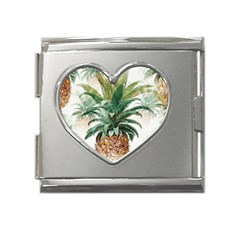 Pineapple Pattern Background Seamless Vintage Mega Link Heart Italian Charm (18mm) by Wegoenart