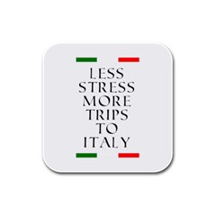 Less Stress More Trips To Italy Rubber Square Coaster (4 Pack) by ConteMonfrey