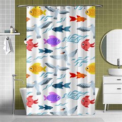 Animal Fish Bird Animals Ocean Pattern Shower Curtain 48  X 72  (small)  by Jancukart