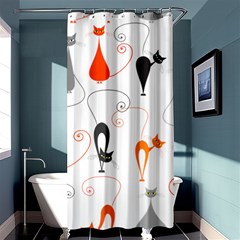 Cartoon Cat Seamless Pattern Graphic Shower Curtain 36  X 72  (stall)  by Jancukart