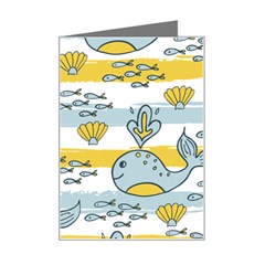 Cartoon Whale Seamless Background Mini Greeting Card by Jancukart