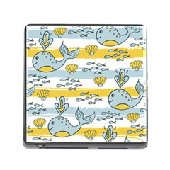 Cartoon Whale Seamless Background Memory Card Reader (square 5 Slot) by Jancukart