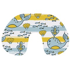 Cartoon Whale Seamless Background Travel Neck Pillow by Jancukart