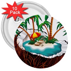 Coconut And Holiday Beach Food 3  Buttons (10 Pack)  by Jancukart