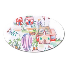 Easter Village  Oval Magnet by ConteMonfrey