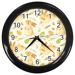 Cute Rabbits - Easter Spirit  Wall Clock (black) by ConteMonfrey