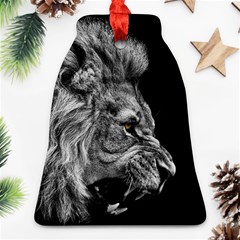 Roar Angry Male Lion Black Bell Ornament (two Sides) by danenraven