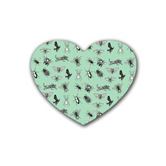 Insects Pattern Rubber Coaster (heart) by Valentinaart