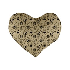 Halloween  Standard 16  Premium Flano Heart Shape Cushions by Valentinaart