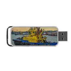 Tugboat Sailing At River, Montevideo, Uruguay Portable Usb Flash (one Side) by dflcprintsclothing