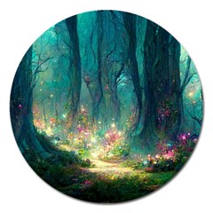 Magical Forest Forest Painting Fantasy Magnet 5  (round) by danenraven