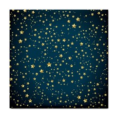 Star Golden Pattern Christmas Design White Gold Tile Coaster by Ravend