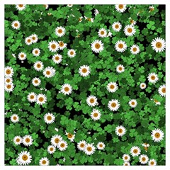 Daisies Clovers Lawn Digital Drawing Background Lightweight Scarf  by Ravend