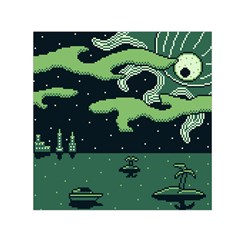 Ship Sea Monster Boat Island Night Pixel Square Satin Scarf (30  X 30 ) by Pakemis