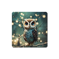 Owl Bird Bird Of Prey Ornithology Animal Square Magnet by Pakemis