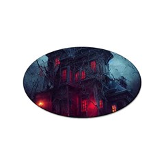 Haunted House Halloween Cemetery Moonlight Sticker Oval (10 Pack) by Pakemis