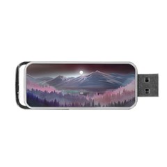 Mountains Nature Forest Moon Landscape Moonlight Portable Usb Flash (one Side) by Pakemis