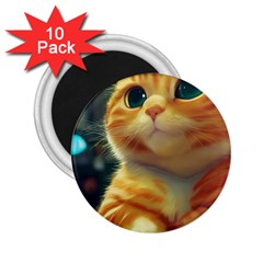 Cute Cat Cat Feline 3d 2 25  Magnets (10 Pack)  by Pakemis