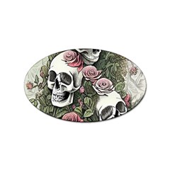 Skulls Roses Wallpaper Garden Artwork Sticker (oval) by Pakemis