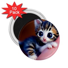 Cute Kitten Kitten Animal Wildlife 3d 2 25  Magnets (10 Pack)  by Pakemis