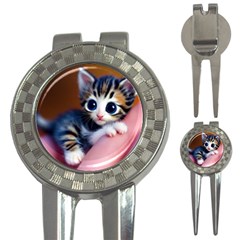 Cute Kitten Kitten Animal Wildlife 3d 3-in-1 Golf Divots by Pakemis