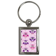 Seamless Cute Colourfull Owl Kids Pattern Key Chain (rectangle) by Pakemis