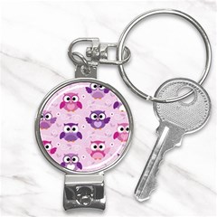 Seamless Cute Colourfull Owl Kids Pattern Nail Clippers Key Chain by Pakemis