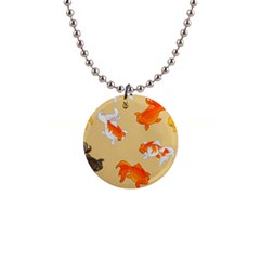 Gold Fish Seamless Pattern Background 1  Button Necklace by Pakemis