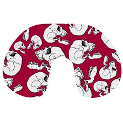 Terrible Frightening Seamless Pattern With Skull Travel Neck Pillow by Pakemis