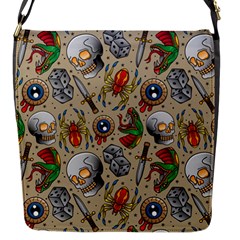 Tattoo Pattern Flap Closure Messenger Bag (s) by Pakemis